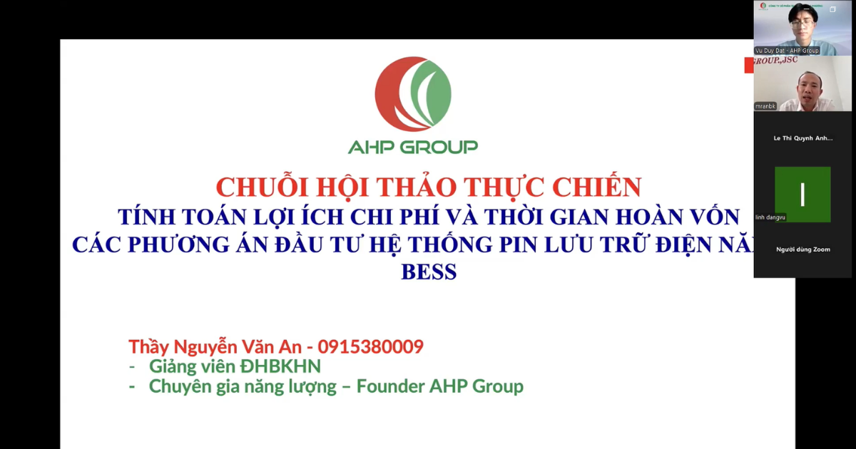 Hội thảo thực chiến 18/12: Phân tích chi phí – lợi ích – thời gian hoàn vốn cho doanh nghiệp khi đầu tư BESS